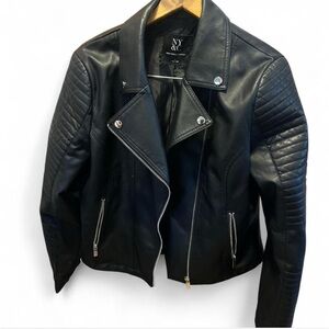 New York & Company Quilted Black Leather Jacket